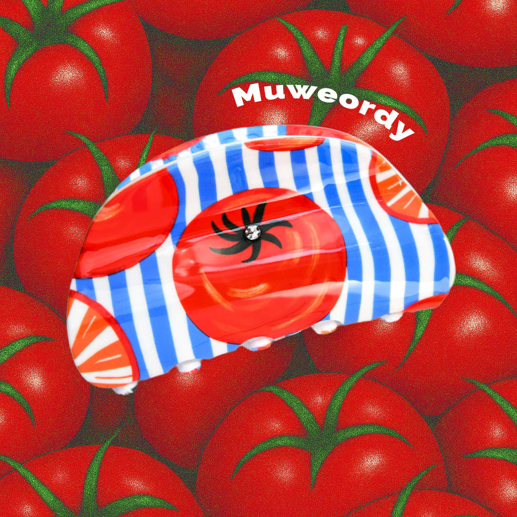 【MOQ 12 PCS】Tomato Fruit Claw Clip, Elegant Shark Clip for Back Head Updo
