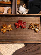 【MOQ 12 PCS】Rhinestone Maple Leaf Acetate Hair Claw, Gift Box