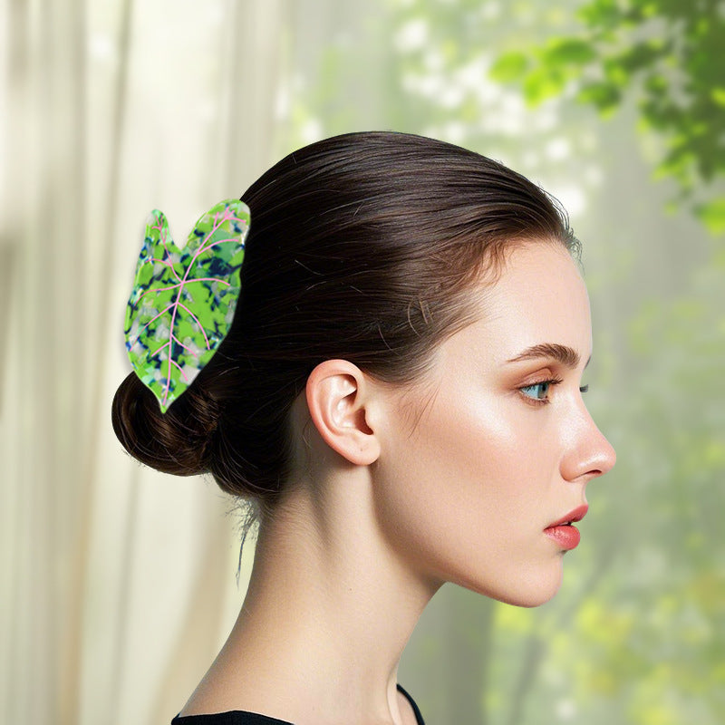 【MOQ 12 PCS】New Design Eco-Friendly Acetate Leaf Claw Clip