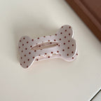 【MOQ 12 PCS】Leopard Print Bone Alligator Hair Clip, Vintage Flat Duckbill Clip