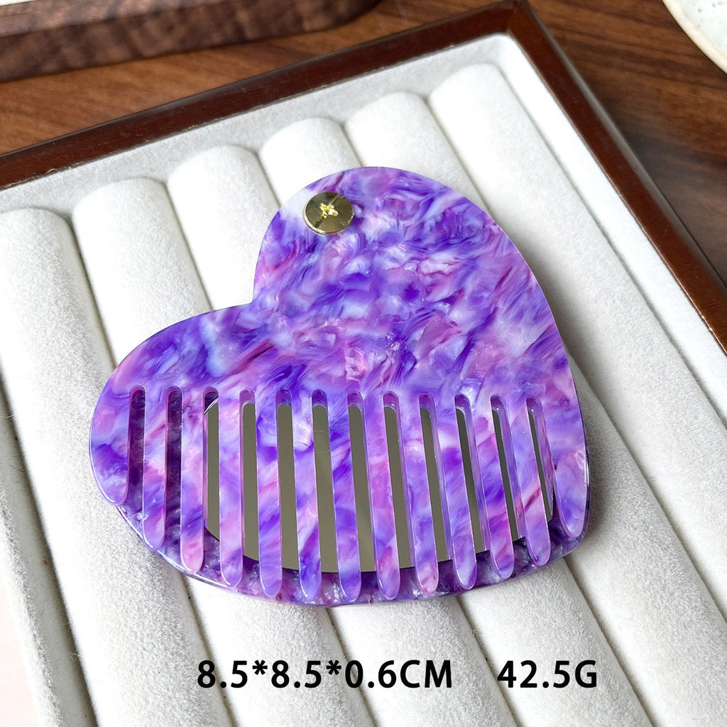 【MOQ 12 PCS】Leopard Print Acetate Mirror Comb, Rotatable Anti-static 2-in-1 Comb