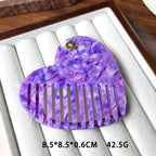 【MOQ 12 PCS】Leopard Print Acetate Mirror Comb, Rotatable Anti-static 2-in-1 Comb