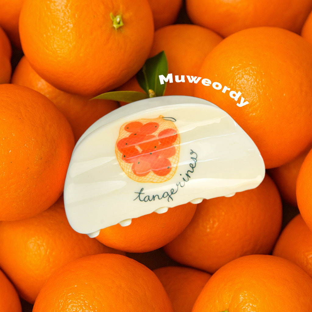 【MOQ 12 PCS】Tomato Fruit Claw Clip, Elegant Shark Clip for Back Head Updo