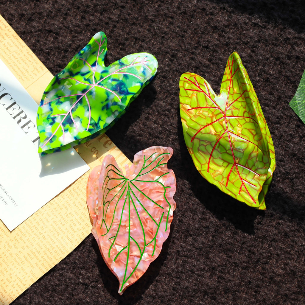 【MOQ 12 PCS】New Design Eco-Friendly Acetate Leaf Claw Clip