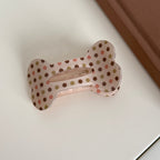 【MOQ 12 PCS】Leopard Print Bone Alligator Hair Clip, Vintage Flat Duckbill Clip