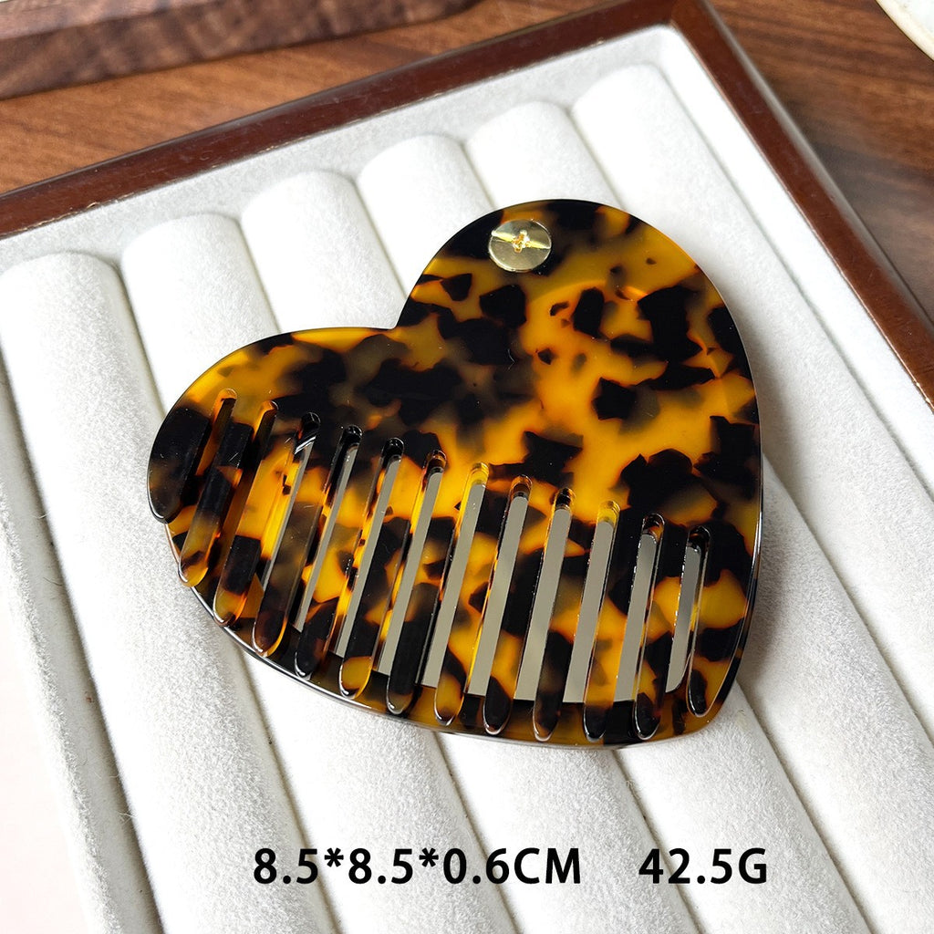 【MOQ 12 PCS】Leopard Print Acetate Mirror Comb, Rotatable Anti-static 2-in-1 Comb