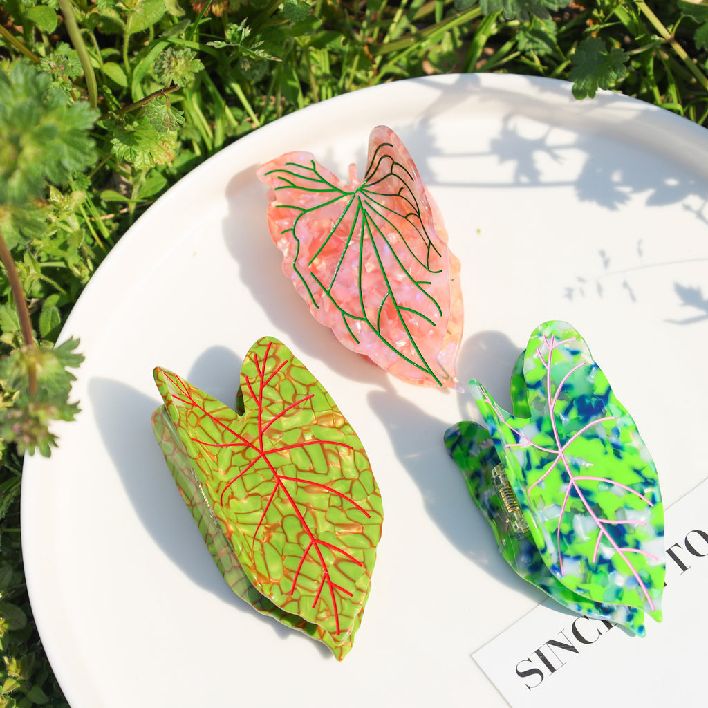 【MOQ 12 PCS】New Design Eco-Friendly Acetate Leaf Claw Clip