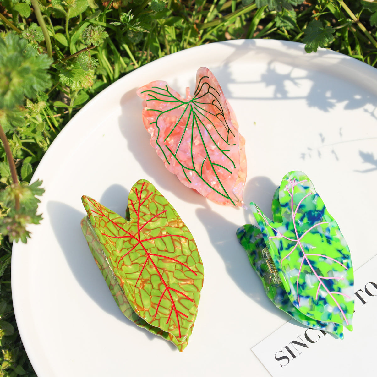 【MOQ 12 PCS】New Design Eco-Friendly Acetate Leaf Claw Clip