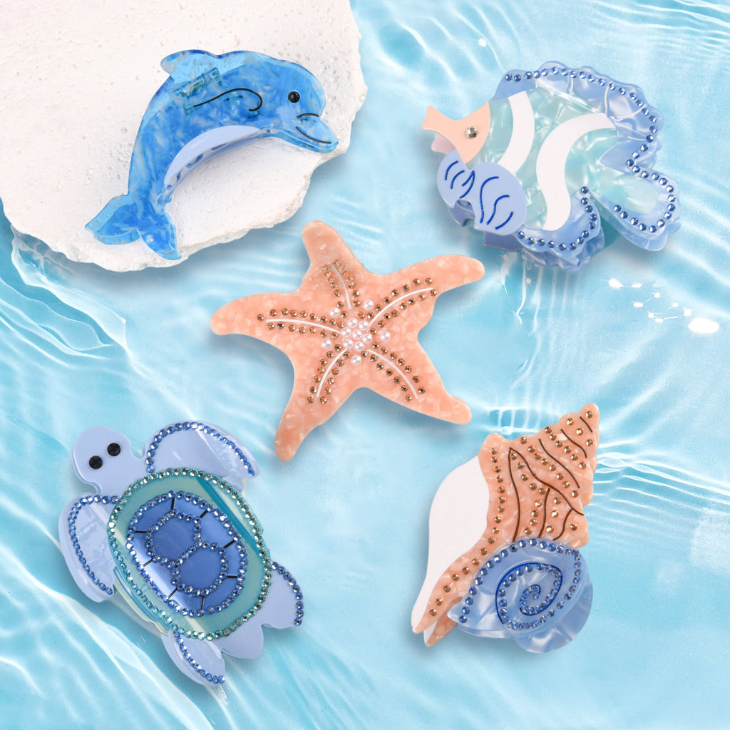 【MOQ 12 PCS】Ocean Turtle Acetate Hair Claw
