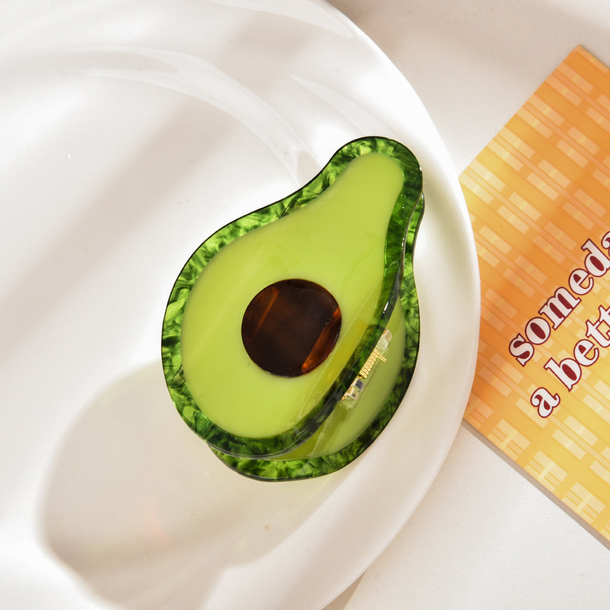 【MOQ 12 PCS】Acetate Peanut Avocado Food Hair Claw, Shark Clip