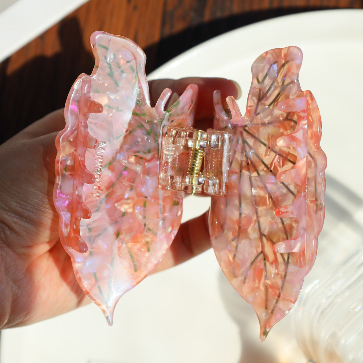 【MOQ 12 PCS】New Design Eco-Friendly Acetate Leaf Claw Clip