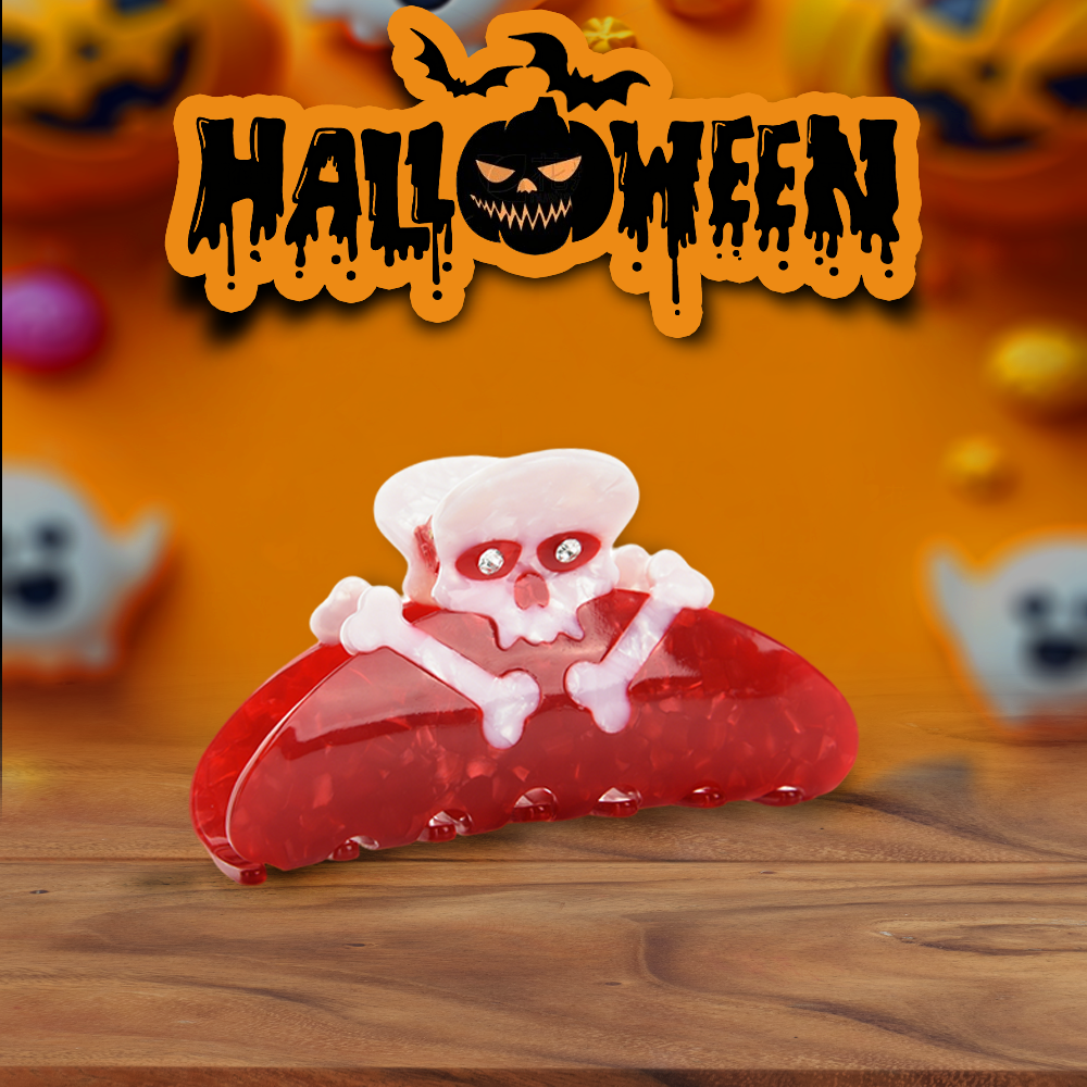 【MOQ 12 PCS】Halloween Skull Acetate Hair Claw