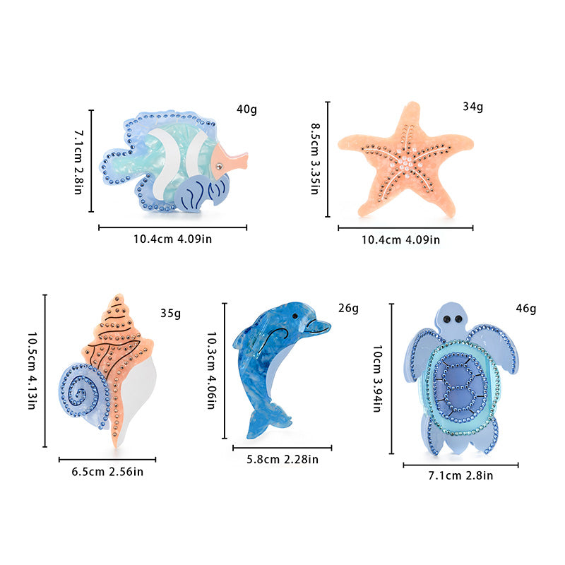 【MOQ 12 PCS】Ocean Turtle Acetate Hair Claw