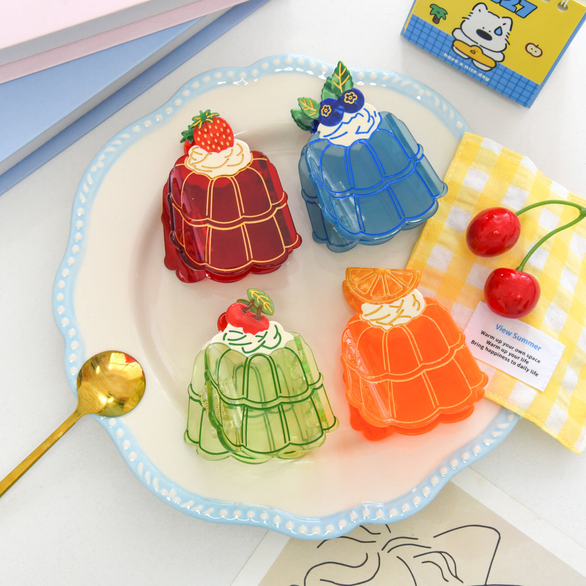 【MOQ 12 PCS】Pudding Cake Acetate Shark Hair Claw