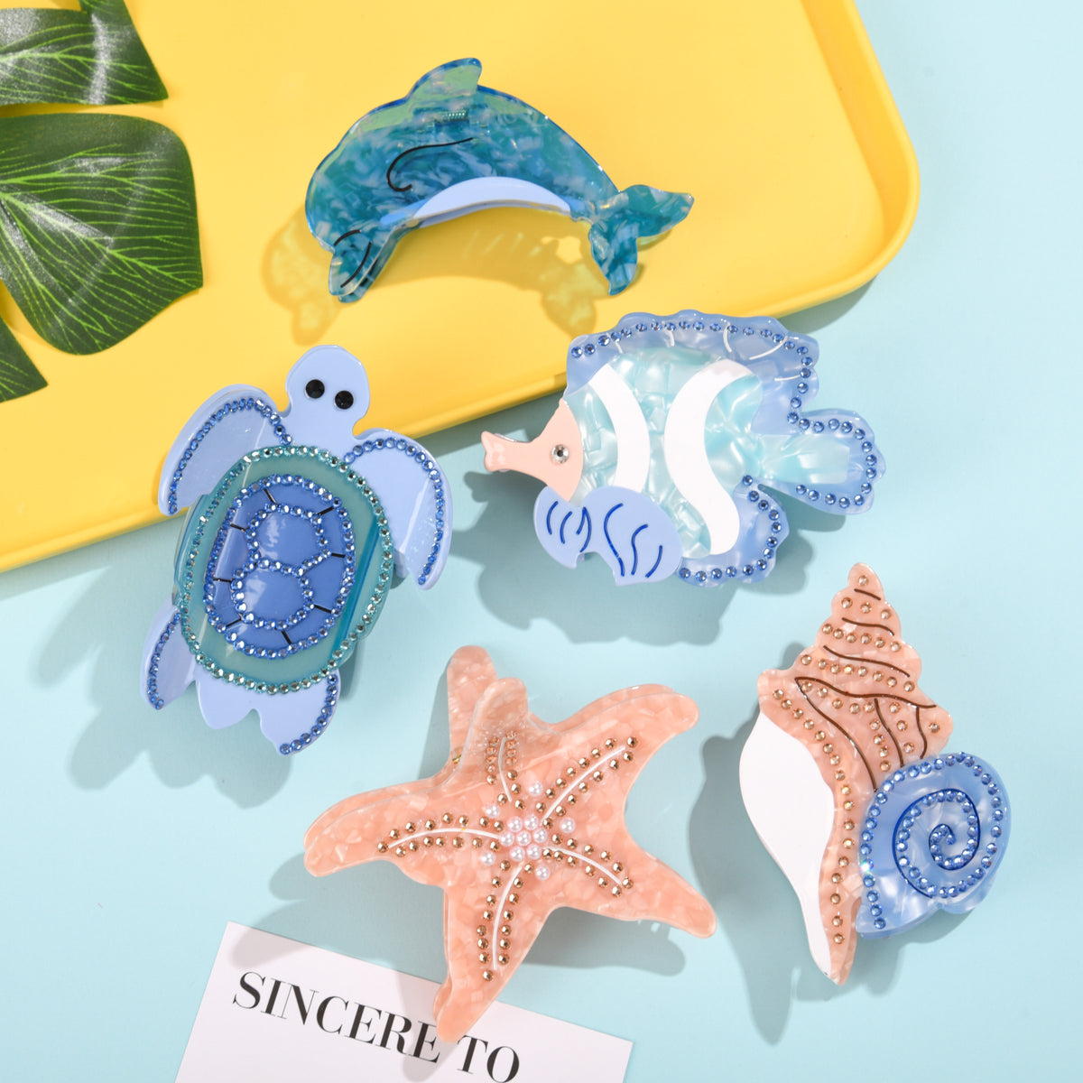 【MOQ 12 PCS】Ocean Turtle Acetate Hair Claw