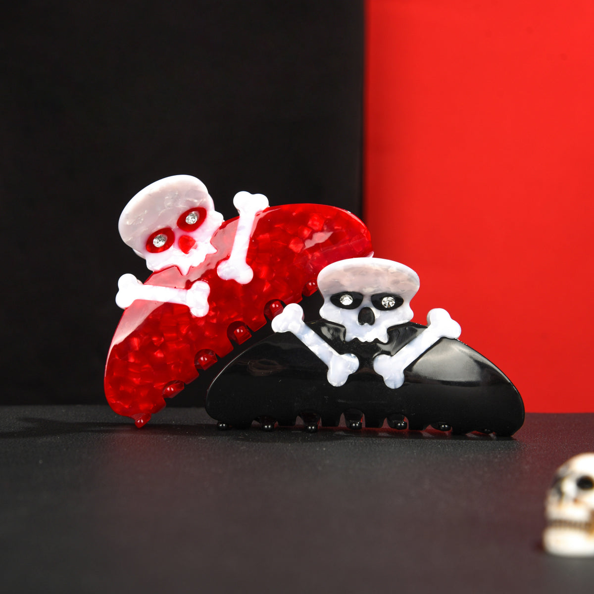 【MOQ 12 PCS】Halloween Skull Acetate Hair Claw