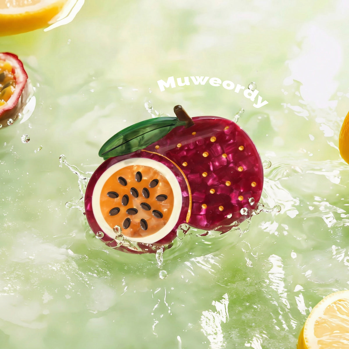 【MOQ 12 PCS】Playful Fruit Acetate Hair Claw – Elegant Shark Clip