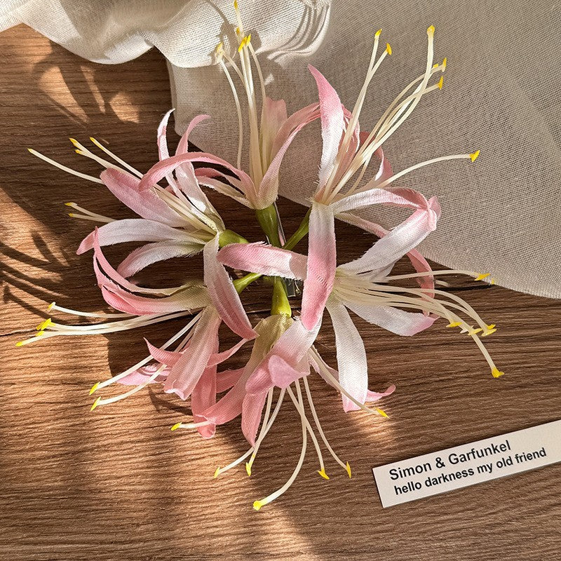 【MOQ 12 PCS】New Chinese Style Lycoris Hair Clip Sweet Forest Side Bang Barrette