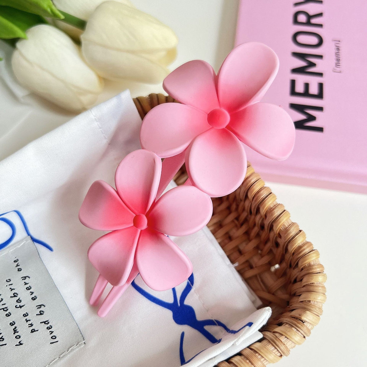 【MOQ 12 PCS】Dopamine Colorful Plumeria Duckbill Clip Back Head Horizontal Hair Clip