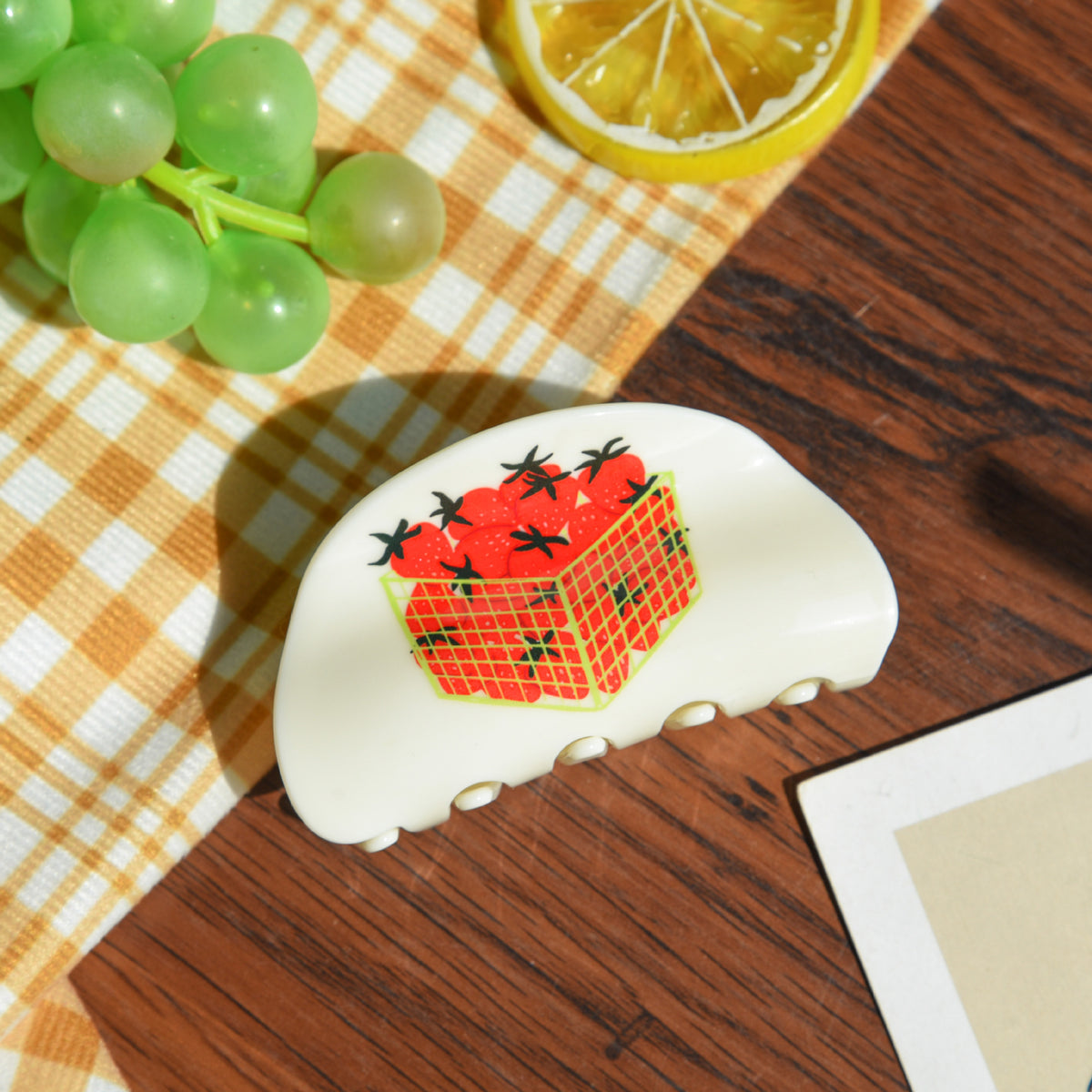 【MOQ 12 PCS】Tomato Fruit Claw Clip, Elegant Shark Clip for Back Head Updo