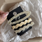 【MOQ 12 PCS】3Pcs Acetate Oval BB Clips Wavy Duckbill Cute Side Hair Clips