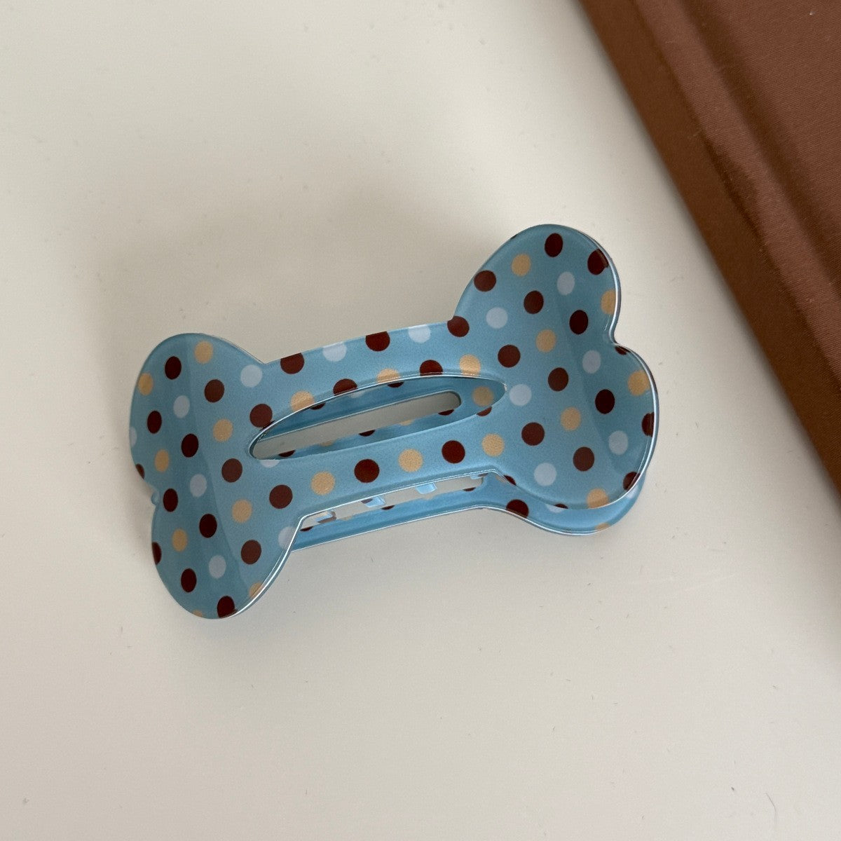 【MOQ 12 PCS】Leopard Print Bone Alligator Hair Clip, Vintage Flat Duckbill Clip