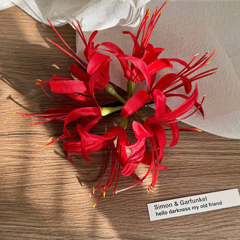 【MOQ 12 PCS】New Chinese Style Lycoris Hair Clip Sweet Forest Side Bang Barrette