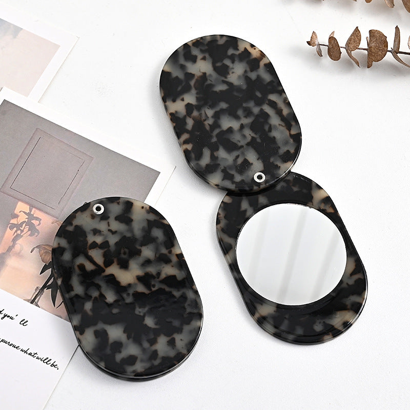 【MOQ 12 PCS】Rotatable Acetate Portable Hand Makeup Mirror