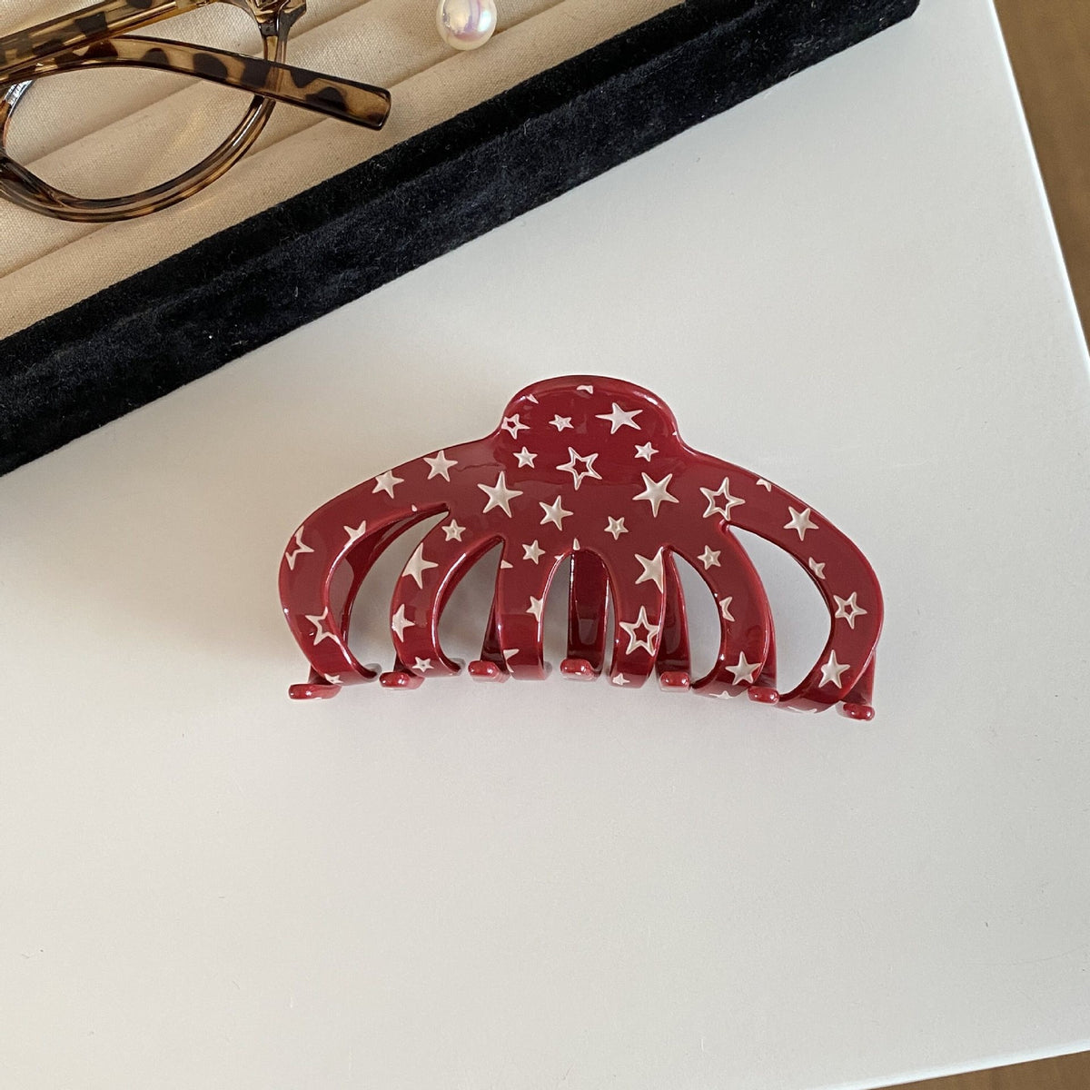 【MOQ 12 PCS】Acetate Star Pumpkin Hair Claw, Large Korean Shark Clip