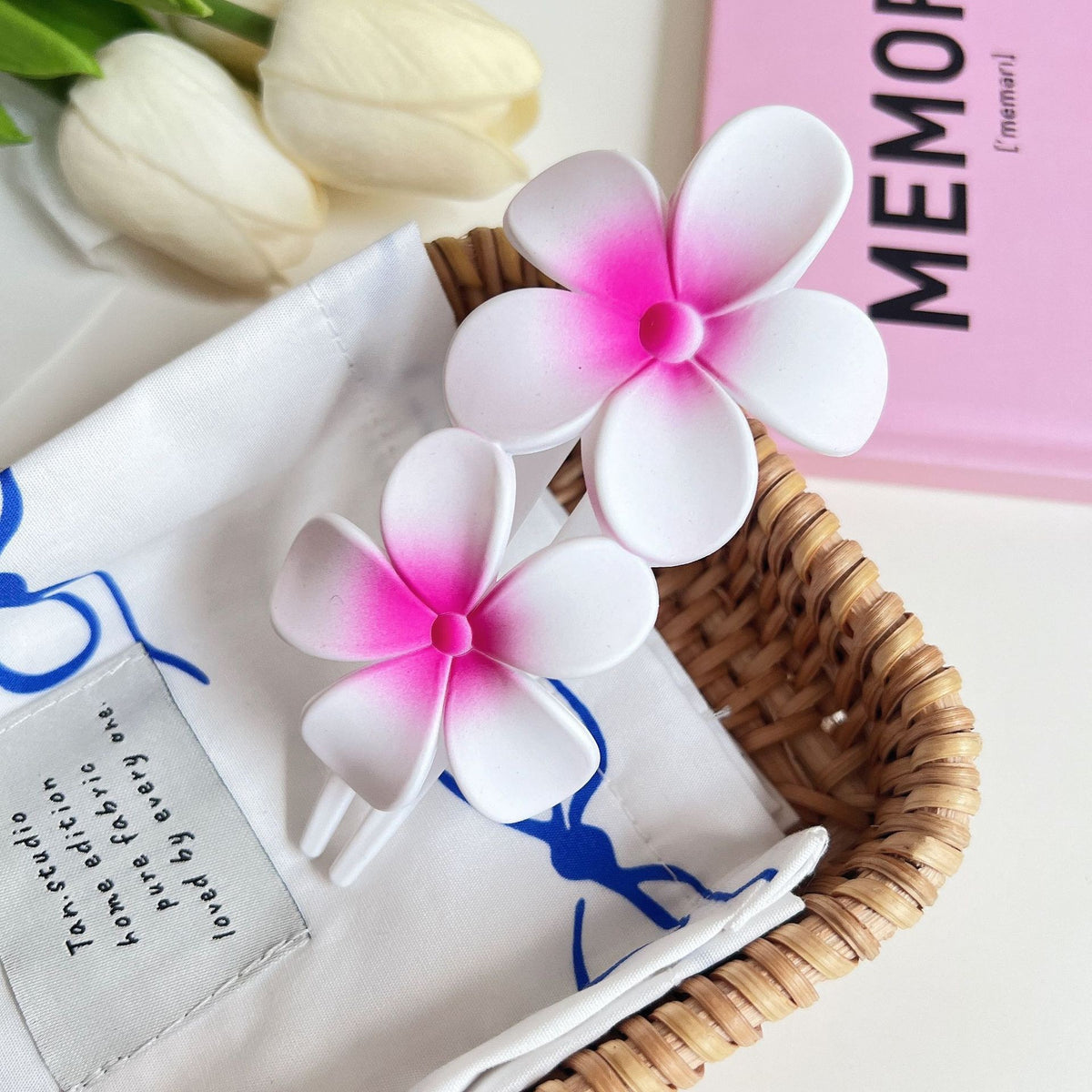 【MOQ 12 PCS】Dopamine Colorful Plumeria Duckbill Clip Back Head Horizontal Hair Clip