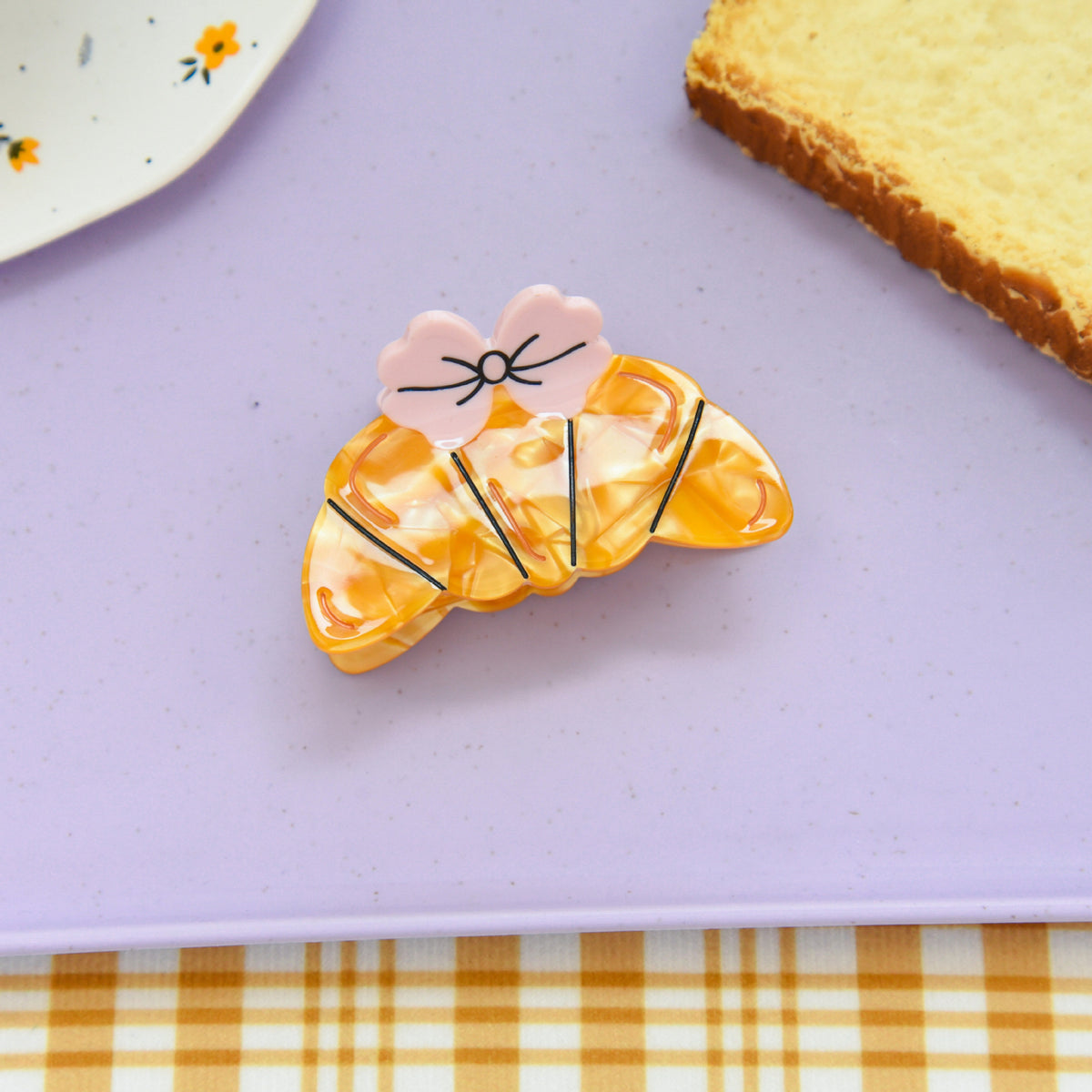 【MOQ 12 PCS】Croissant Bow Acetate Claw Clip