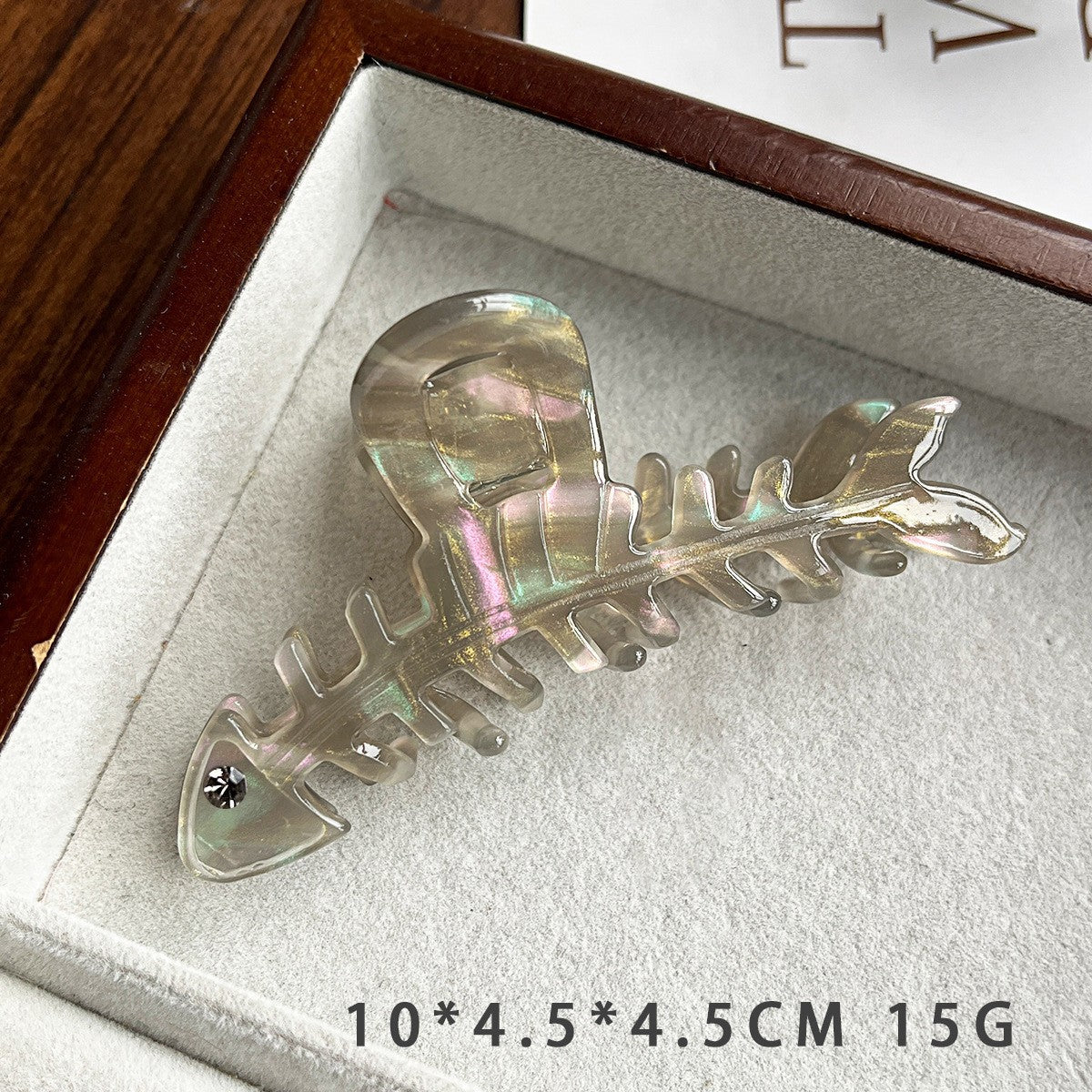 【MOQ 12 PCS】Acetate Fishbone Hair Claw, Large Shark Clip For Thick Hair