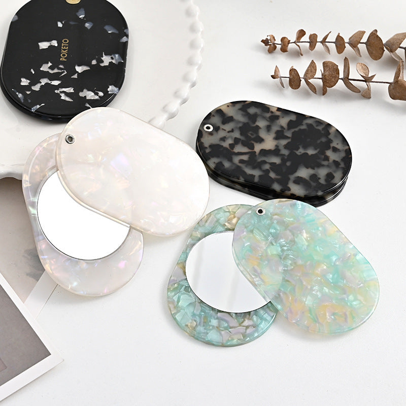 【MOQ 12 PCS】Rotatable Acetate Portable Hand Makeup Mirror