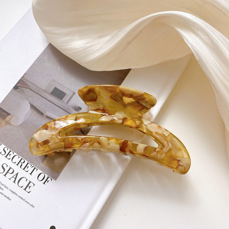 【MOQ 12 PCS】Acetate Moon Hollow Hair Claw, Semi-Circle Shark Clip