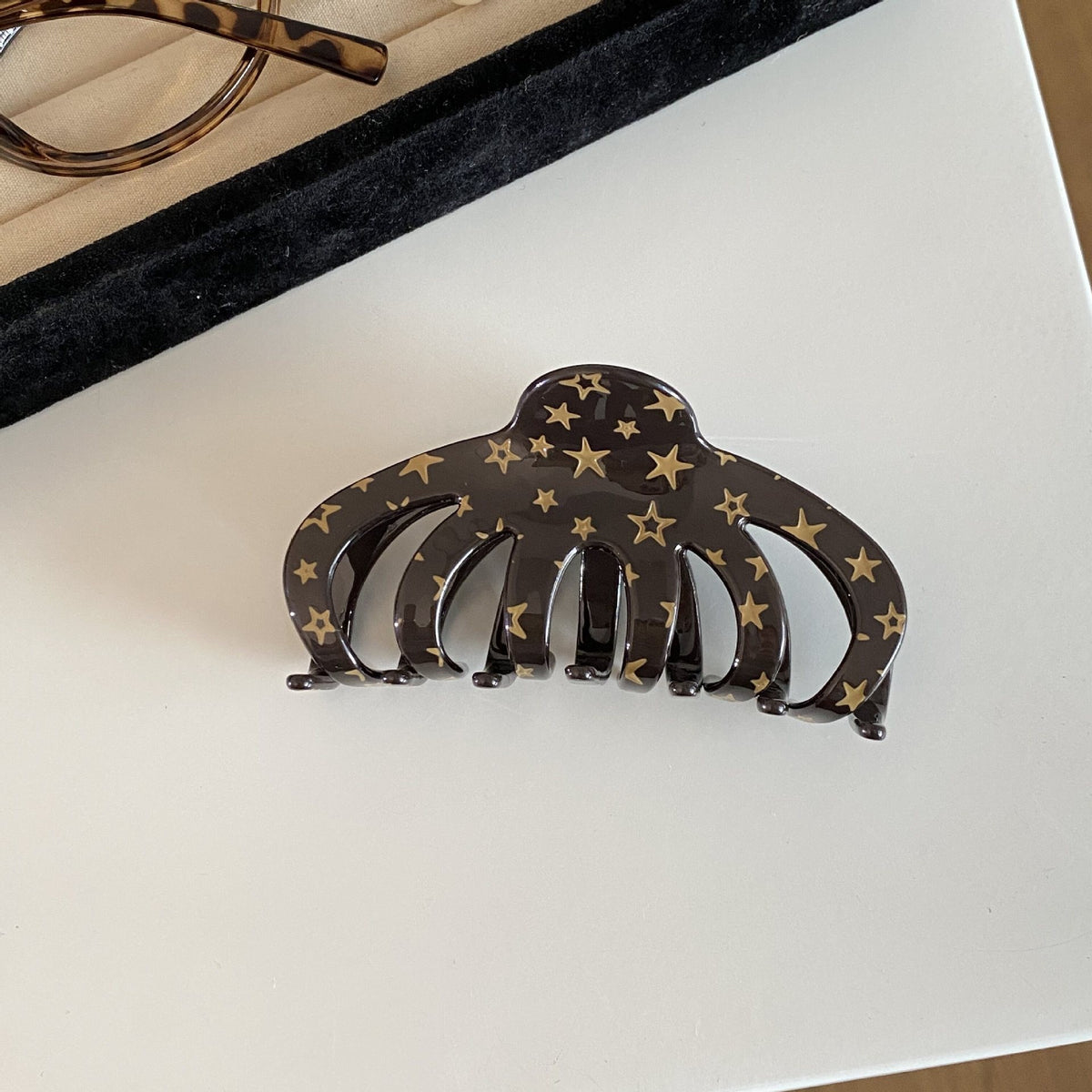 【MOQ 12 PCS】Acetate Star Pumpkin Hair Claw, Large Korean Shark Clip