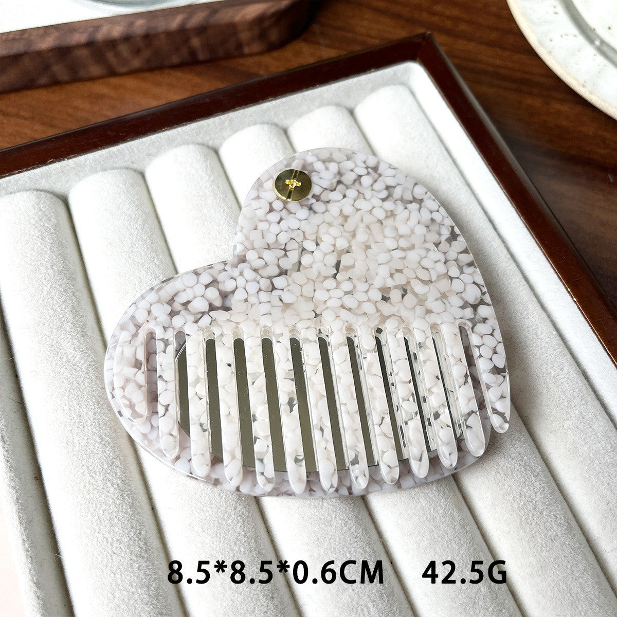 【MOQ 12 PCS】Leopard Print Acetate Mirror Comb, Rotatable Anti-static 2-in-1 Comb