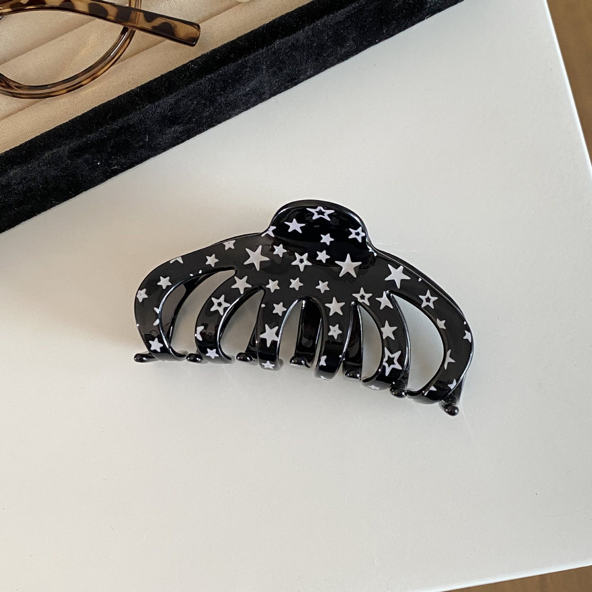 【MOQ 12 PCS】Acetate Star Pumpkin Hair Claw, Large Korean Shark Clip