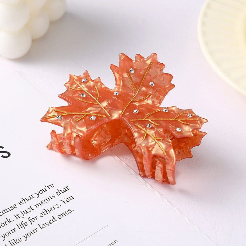 【MOQ 12 PCS】Premium Rhinestone Maple Acetate Jaw Clip, Hair Claw