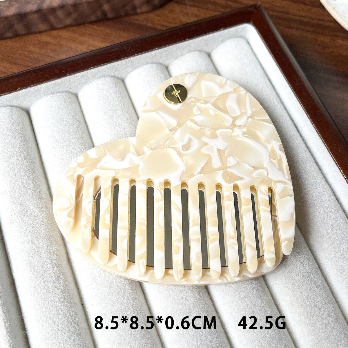 【MOQ 12 PCS】Leopard Print Acetate Mirror Comb, Rotatable Anti-static 2-in-1 Comb
