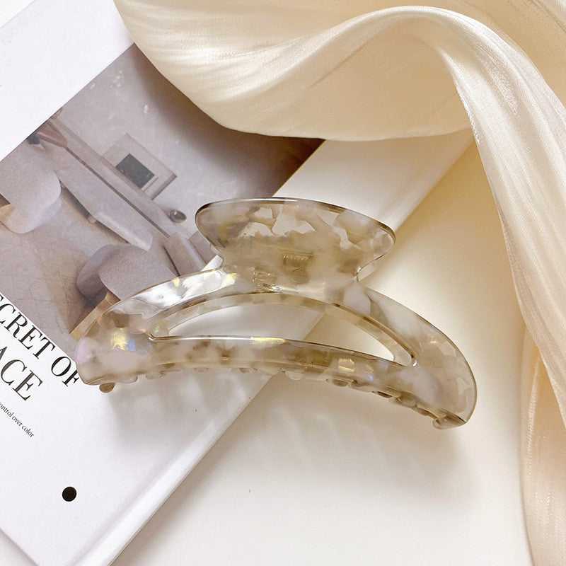 【MOQ 12 PCS】Acetate Moon Hollow Hair Claw, Semi-Circle Shark Clip