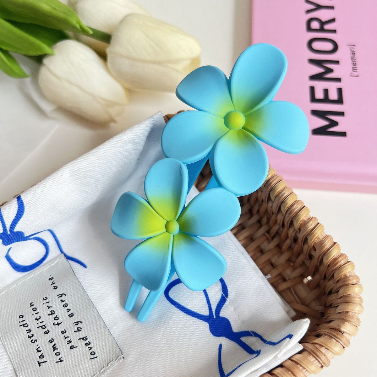 【MOQ 12 PCS】Dopamine Colorful Plumeria Duckbill Clip Back Head Horizontal Hair Clip