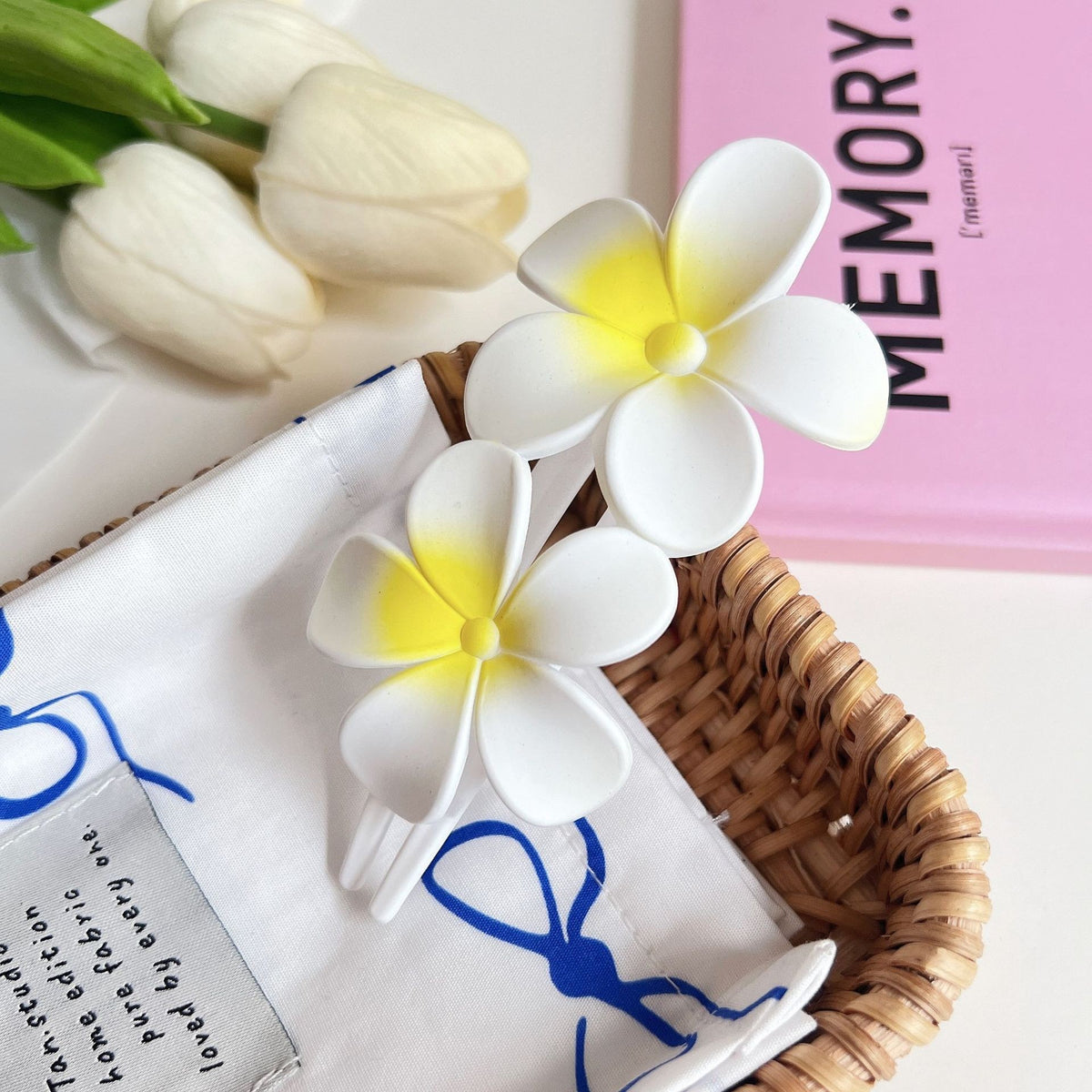 【MOQ 12 PCS】Dopamine Colorful Plumeria Duckbill Clip Back Head Horizontal Hair Clip