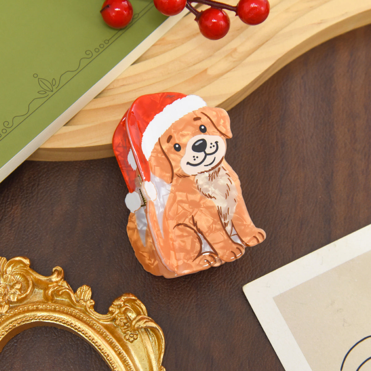 【MOQ 12 PCS】Acrylic Christmas Cartoon Claw Clip, Cat Dog Gingerbread Shell Hair Clip