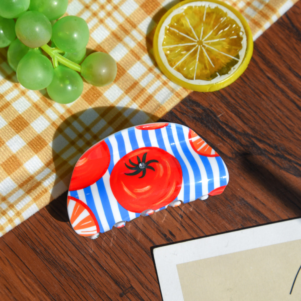 【MOQ 12 PCS】Tomato Fruit Claw Clip, Elegant Shark Clip for Back Head Updo