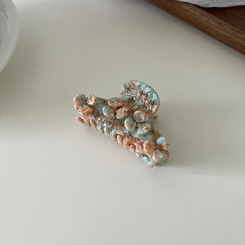 【MOQ 12 PCS】Acetate Full Rhinestone Flower Hair Claw, Elegant Shark Clip