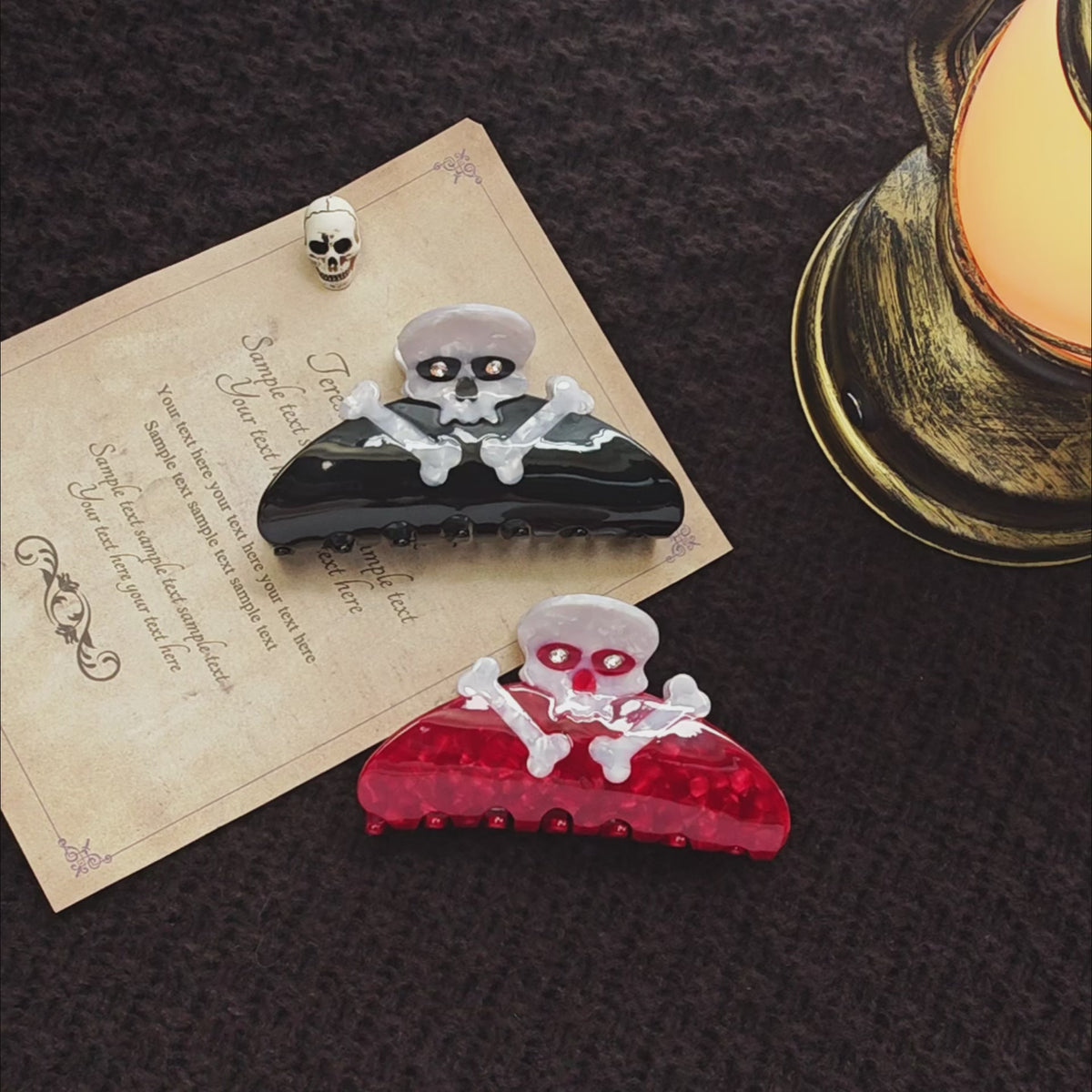 【MOQ 12 PCS】Halloween Skull Acetate Hair Claw