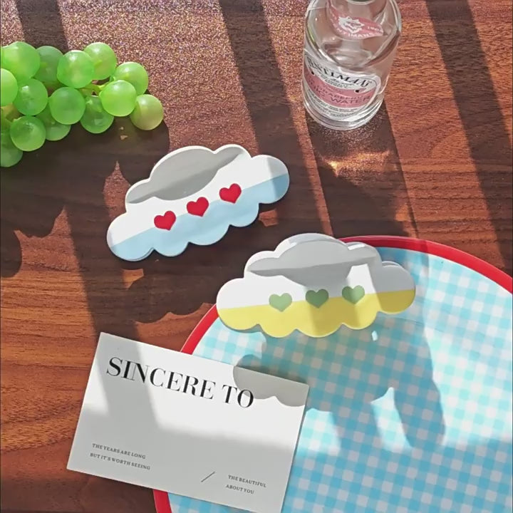 【MOQ 12 PCS】Acetate Cloud Heart Claw Clip, Elegant Back Head Updo Hair Clip