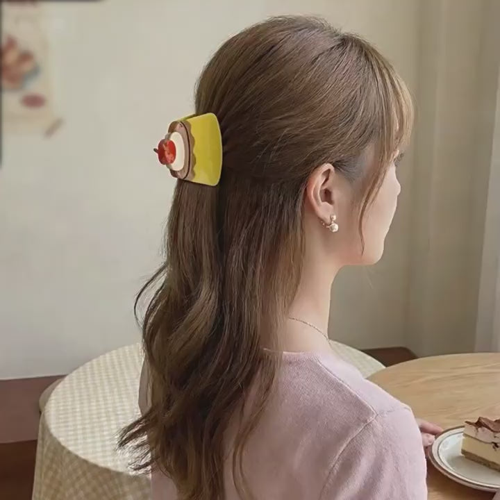 【MOQ 12 PCS】Acetate Fruit Pudding Hair Claw, Elegant Shark Clip
