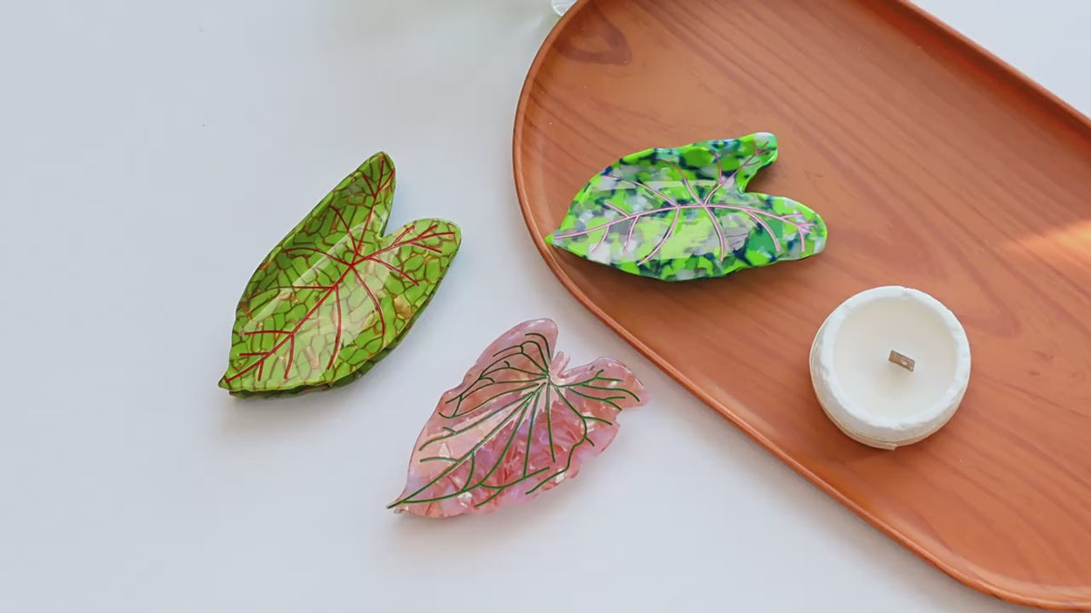 【MOQ 12 PCS】New Design Eco-Friendly Acetate Leaf Claw Clip